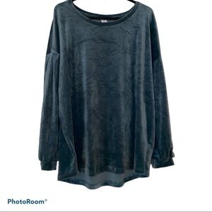 Old  Navy Teal oversized Velvet long sleeve jogger blouse Sz XL
